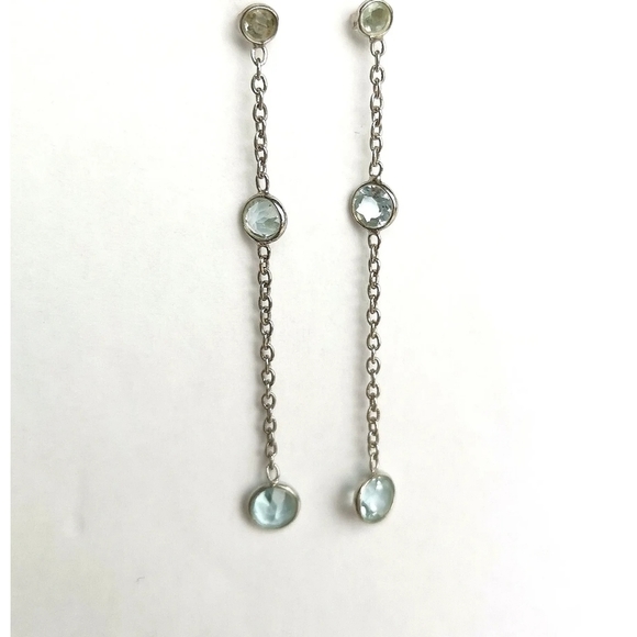 NEW, sterling silver Sky Blue Topaz dangle drop earrings - Picture 6 of 6